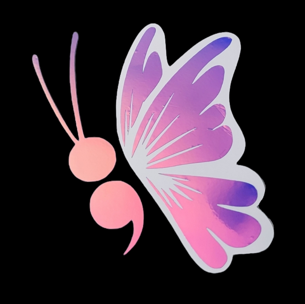 Holographic Semicolon Butterfly Decal